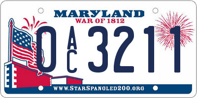 MD license plate 0AC3211