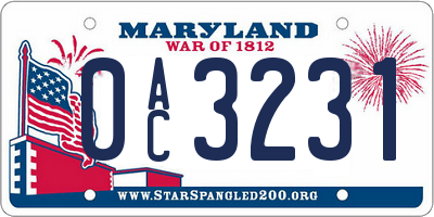 MD license plate 0AC3231
