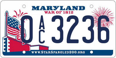 MD license plate 0AC3236