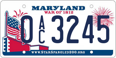 MD license plate 0AC3245