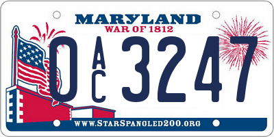 MD license plate 0AC3247