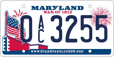 MD license plate 0AC3255