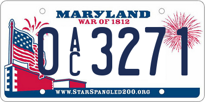 MD license plate 0AC3271