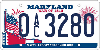 MD license plate 0AC3280