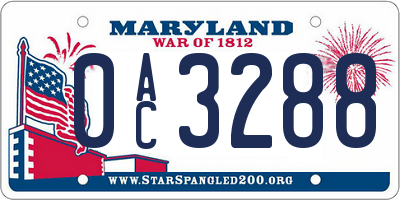 MD license plate 0AC3288