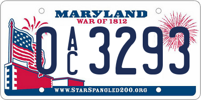MD license plate 0AC3293