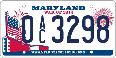 MD license plate 0AC3298