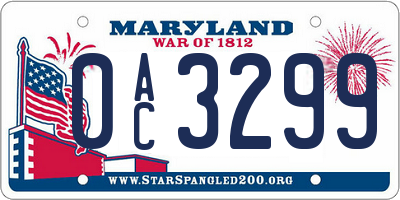 MD license plate 0AC3299