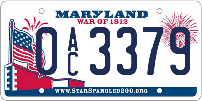 MD license plate 0AC3379