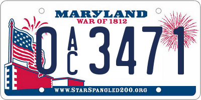 MD license plate 0AC3471