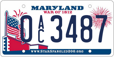 MD license plate 0AC3487