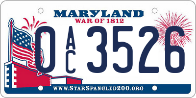 MD license plate 0AC3526