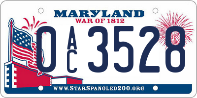 MD license plate 0AC3528