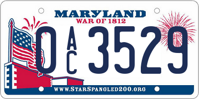 MD license plate 0AC3529