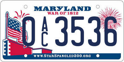 MD license plate 0AC3536