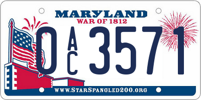 MD license plate 0AC3571