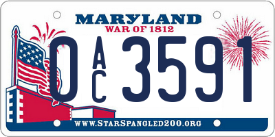 MD license plate 0AC3591