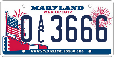 MD license plate 0AC3666