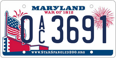 MD license plate 0AC3691