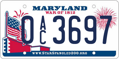 MD license plate 0AC3697