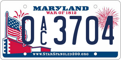 MD license plate 0AC3704