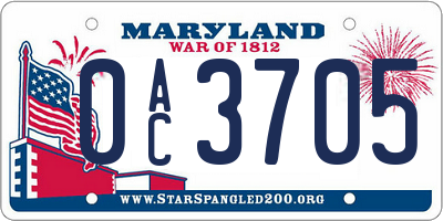 MD license plate 0AC3705