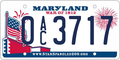 MD license plate 0AC3717