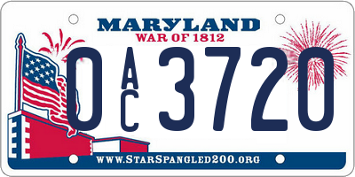 MD license plate 0AC3720