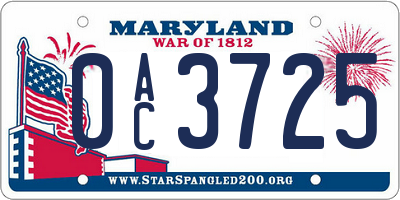 MD license plate 0AC3725