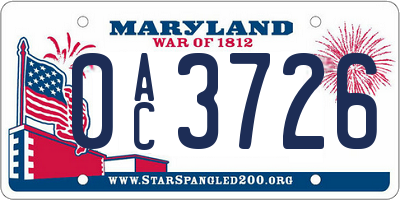 MD license plate 0AC3726