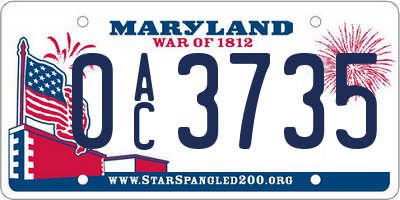 MD license plate 0AC3735