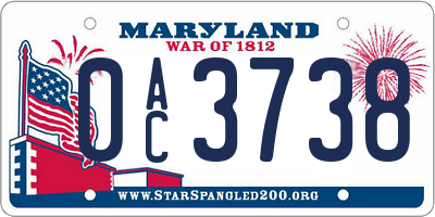 MD license plate 0AC3738