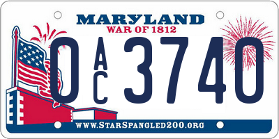 MD license plate 0AC3740