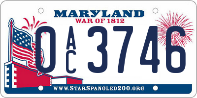 MD license plate 0AC3746