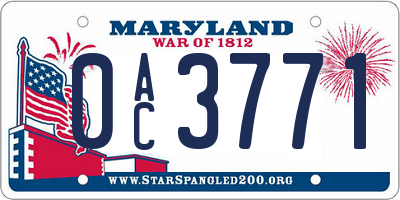 MD license plate 0AC3771