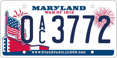 MD license plate 0AC3772