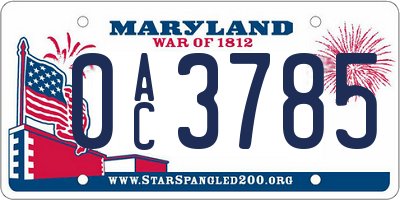 MD license plate 0AC3785