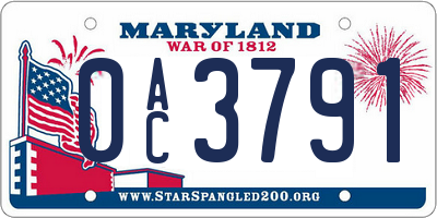 MD license plate 0AC3791