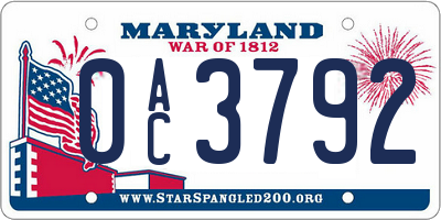 MD license plate 0AC3792