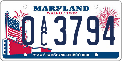 MD license plate 0AC3794