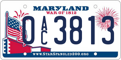 MD license plate 0AC3813