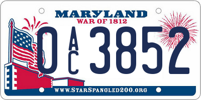 MD license plate 0AC3852