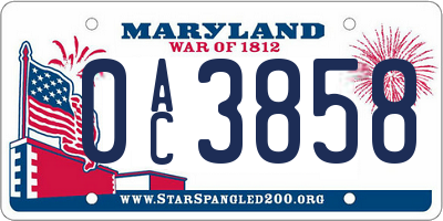 MD license plate 0AC3858