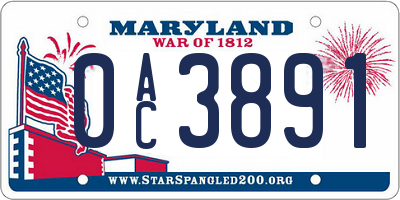 MD license plate 0AC3891