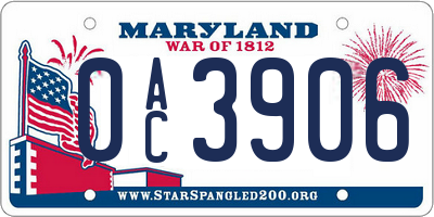 MD license plate 0AC3906