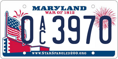 MD license plate 0AC3970
