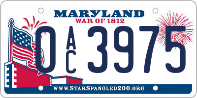 MD license plate 0AC3975