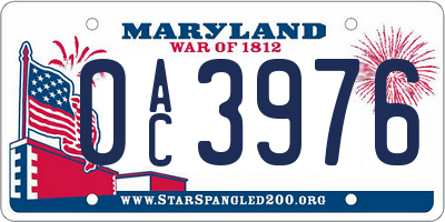 MD license plate 0AC3976