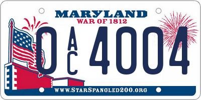 MD license plate 0AC4004