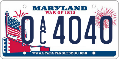 MD license plate 0AC4040